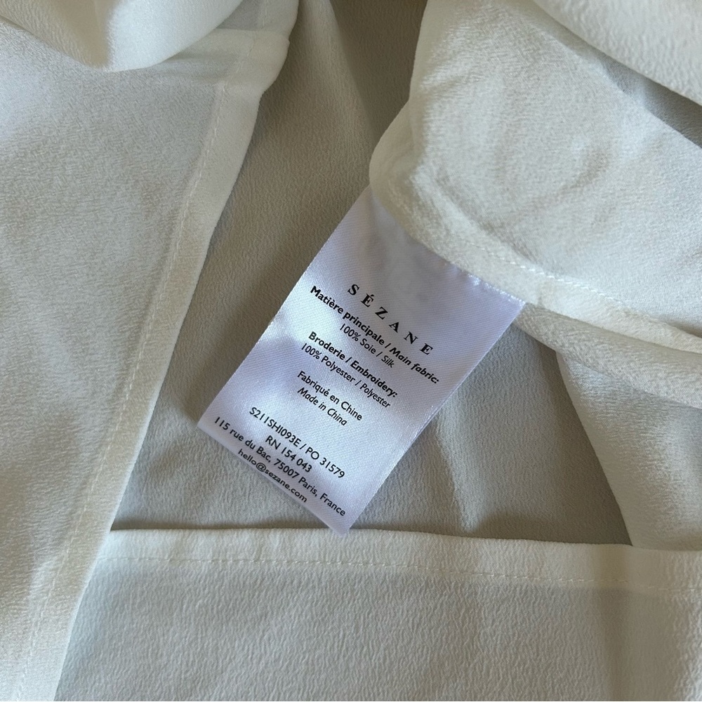 BEST Sezane Chlo Silk Blouse Ecru Ivory White French Classic Causal FR38/US6 - Picture 11 of 14